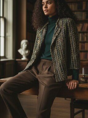 CAbi Black multi-colored tweed jacket